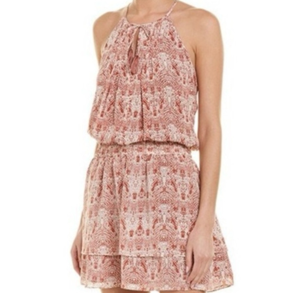 Joie jossa silk snake print maroon colored mini dress S